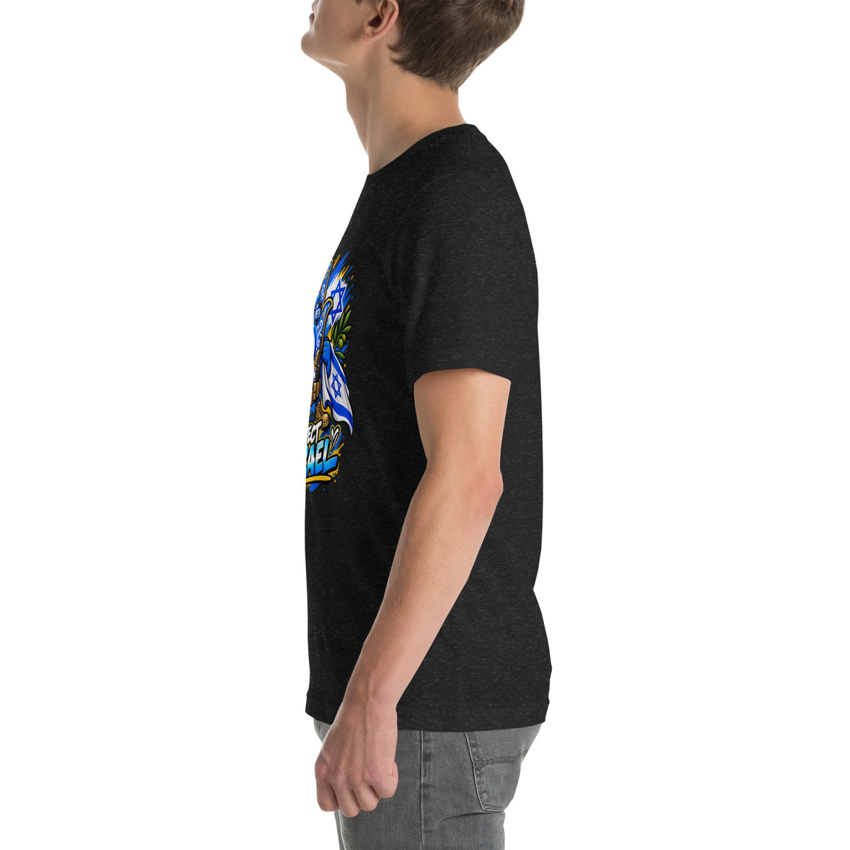 Hamsa Jewish Symbol T-Shirt — Black Heather Left